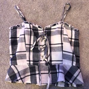 Cute American eagle blue and white plaid top